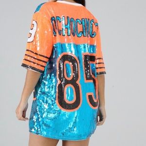 Sequin #85  Miami color sports jersey dress